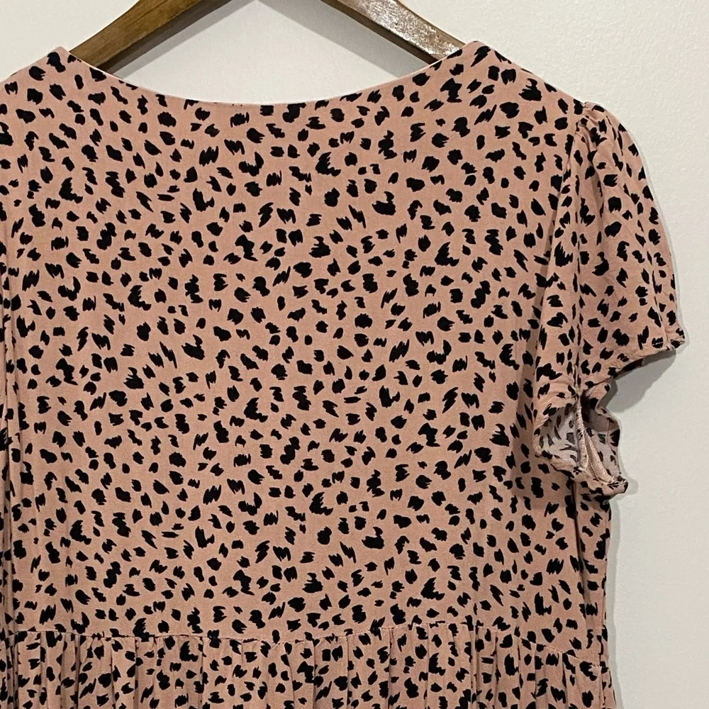 Savanna Jane Boho Festival Leopard Embroidered Tiered Dress Size Medium Babydoll - Picture 8 of 9